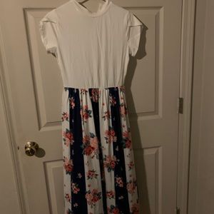 White Color Block Dress